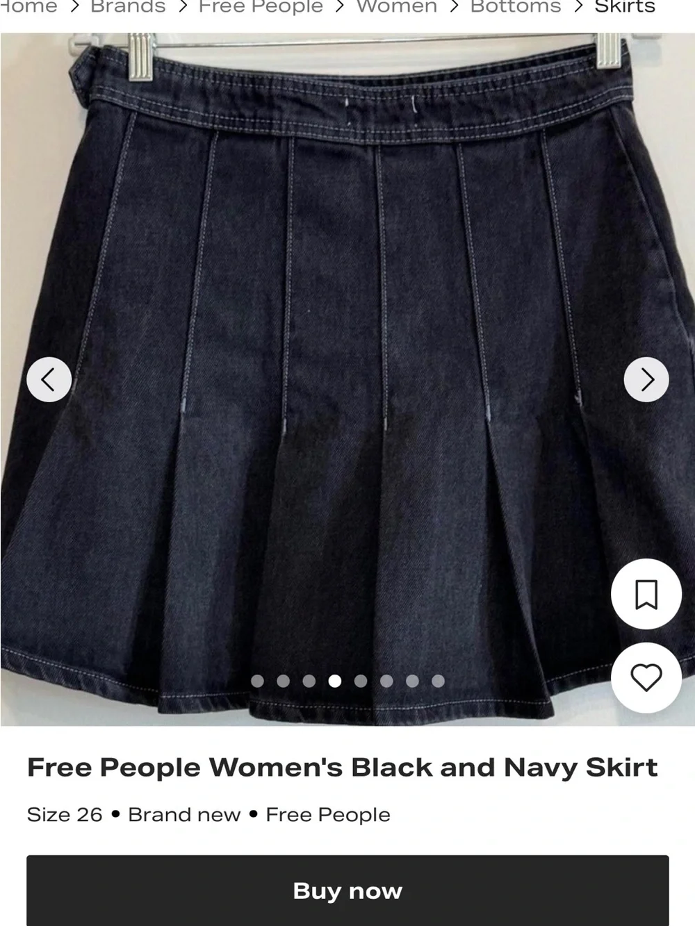 Free People Black Pleated Mini Skirt